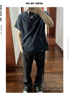 外贸原单加拿大chlorophylle户外男女同款V领短袖T恤速干工作服