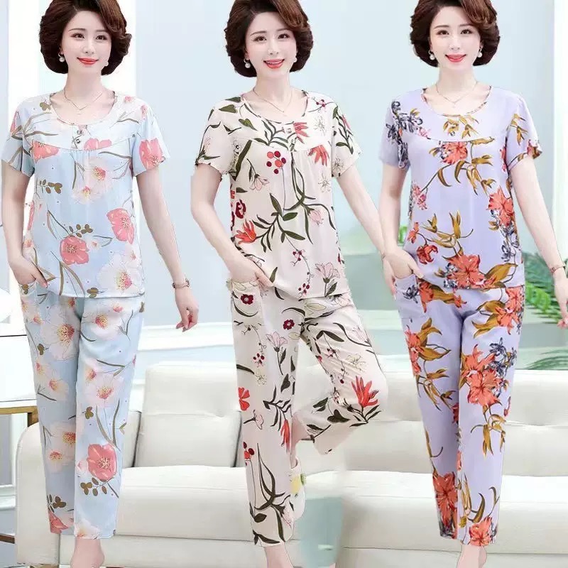 夏季新款棉绸套装女休闲