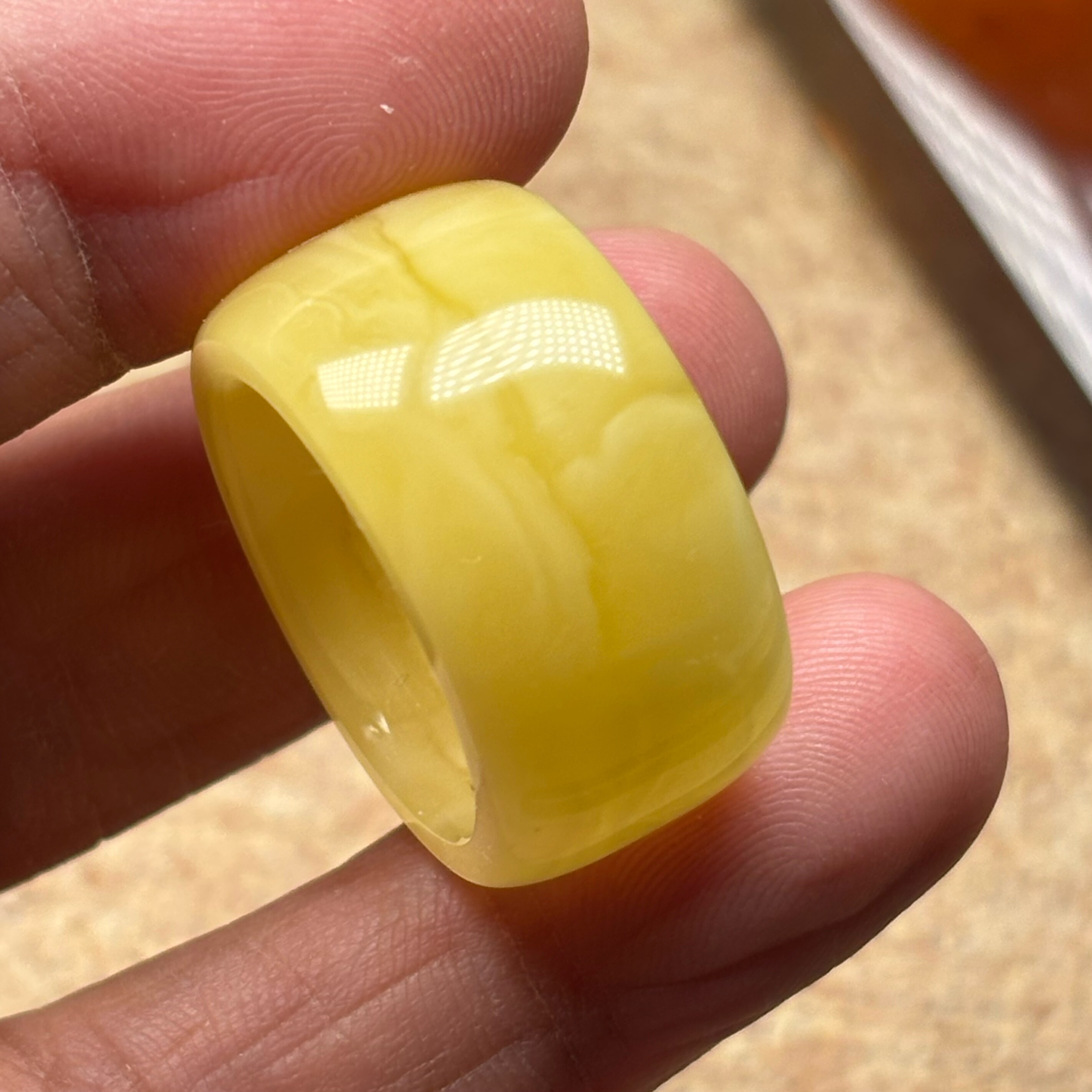 天然俄料蜜蜡扳指宽版指环20.3/14/4毫米原矿手工全品精工无优化