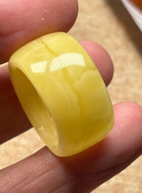 天然俄料蜜蜡扳指宽版指环20.3/14/4毫米原矿手工全品精工无优化