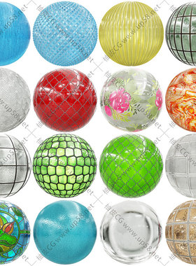 3DSMAX/VRay钻石水晶玻璃琥珀100种材质球预设素材库