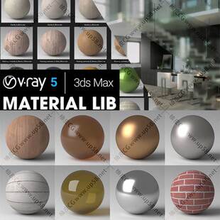 3DSMAX VRay金属玻璃皮革液体织物皮革水泥塑料瓷砖材质球预设