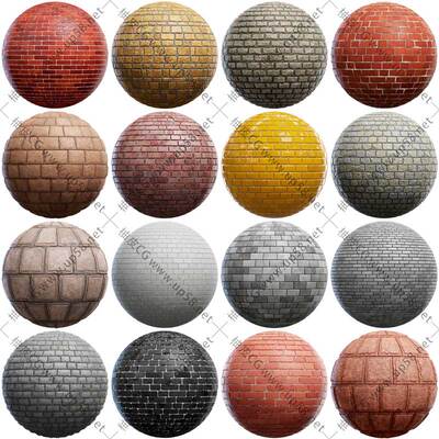 3dsmax室内外装饰红砖灰砖涂漆砖地面墙面幕墙VRay材质球素材库