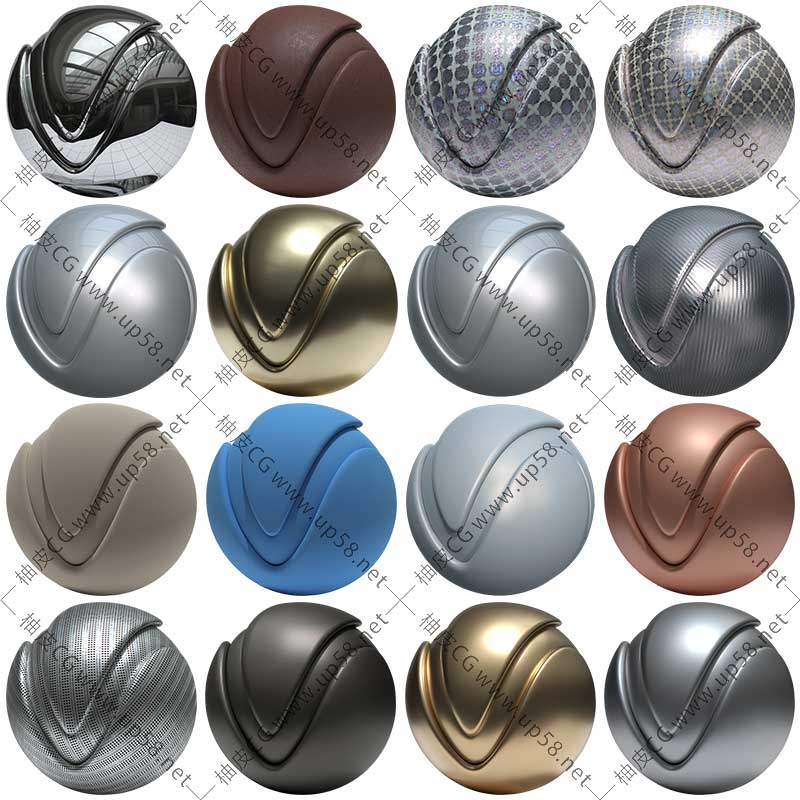 Maya 3dsmax VRay金属木纹陶瓷油漆纸箔片专业材质球预设素材库