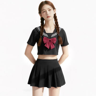 漫格塔学院风JK制服分体泳衣女