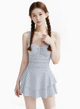 漫格塔甜美波点吊带连体泳衣女