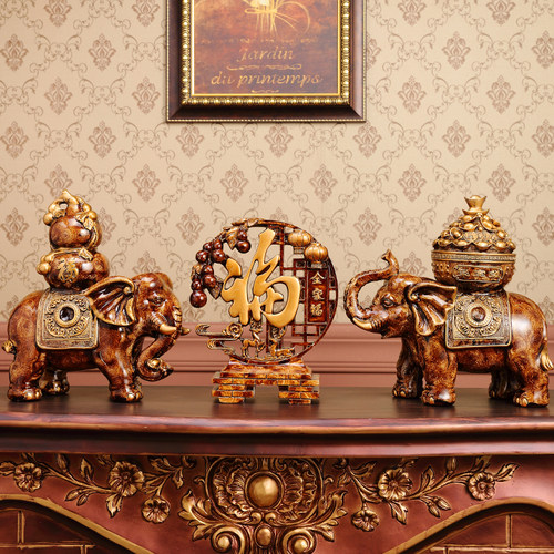 欧式风招财玄关电视柜工艺摆设