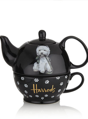 英国式下午茶Harrods西高地陶瓷子母壶咖啡杯茶壶茶杯骨瓷小狗碟