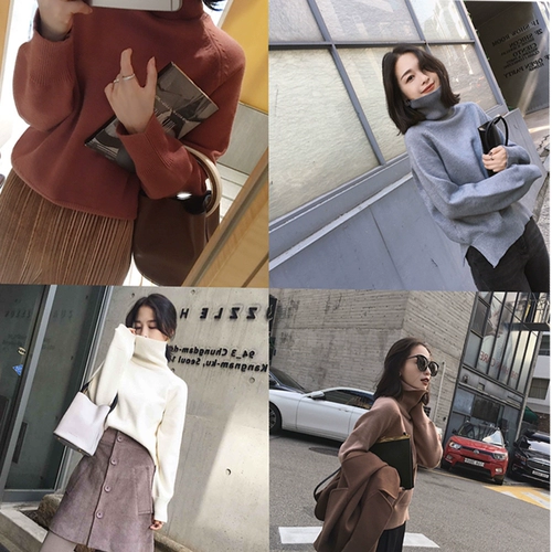 Ретро элегантная шерстяная трикотажная цветная рубашка, свитер