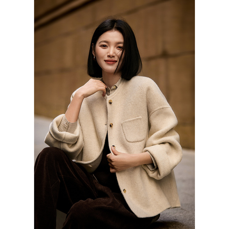 笑涵阁桂花雨羊驼羊毛双面毛呢短大衣宽松圆领外套单排扣气质冬季,户外/登山/野营/旅行用品,其他户外服装,淘宝优惠券,粉丝福利购,淘宝优惠卷