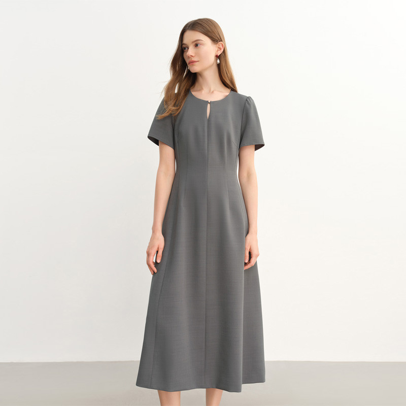 独束大码法式气质简约连衣裙2025夏微胖设计感穿搭A字长裙