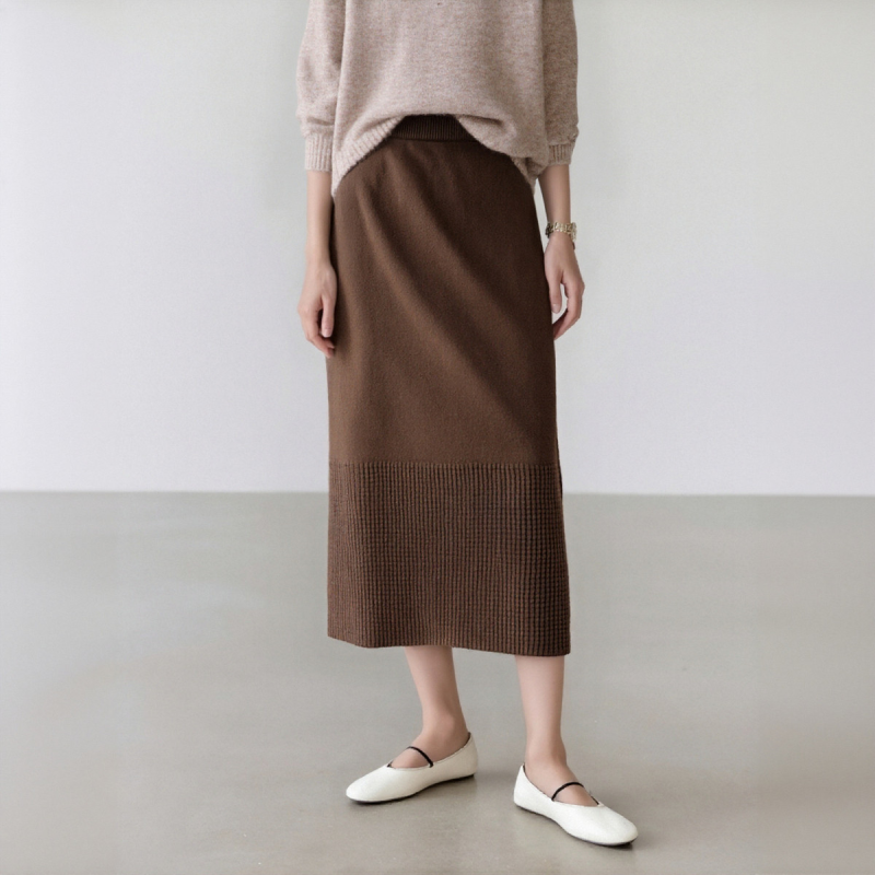 西町村屋简约半身裙女装冬季通勤针织百搭纯色半裙商场同款