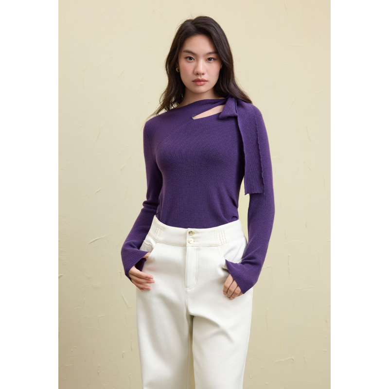 独束双旦系列简约气质打底衫女简约洋气减龄显瘦时尚春秋毛针织衫