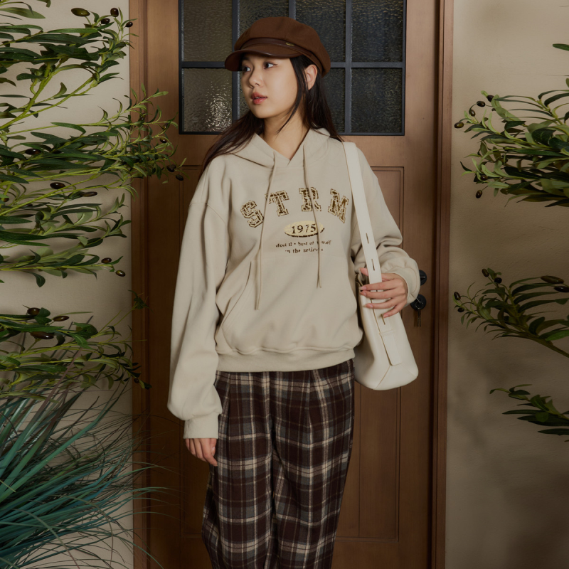 西町村屋美式连帽卫衣女装秋冬复古风加绒印花上衣商场同款