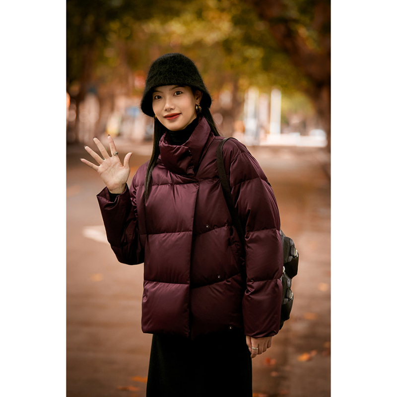 笑涵阁至简至臻轻盈鹅绒立领羽绒服外套对称插袋25冬季附收纳袋