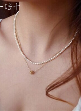 正品超小1-2-3-4mm强光近圆形纯天然白色小珍珠项链 可多层佩戴