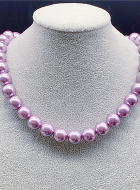 天然珍珠项链紫色11-12-13mm强光正圆送妈妈送女友正品女项链包邮