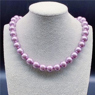 包邮 天然珍珠项链紫色11 女项链 13mm强光正圆送妈妈送女友正品