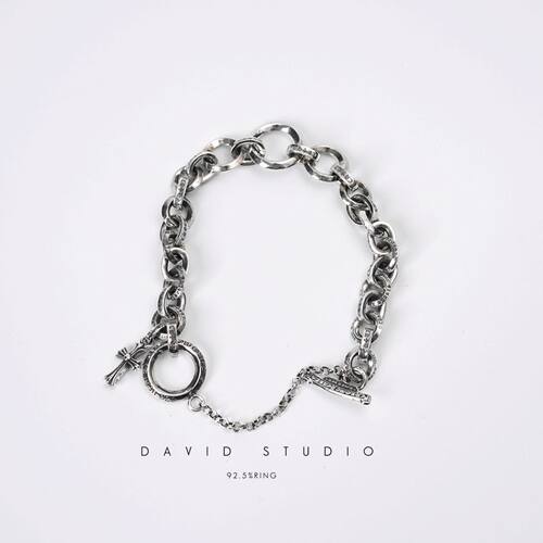 davidstudio925纯银十字架手链