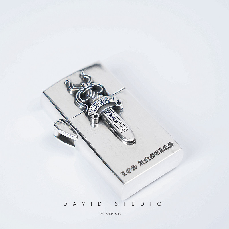 新款 David studio925纯银经典大宝剑匕首火机壳 高逼格男潮做旧