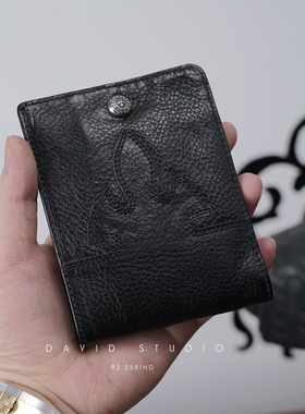 david studio意大利进口牛皮潮流男款情侣钱包夹卡包925纯银配饰