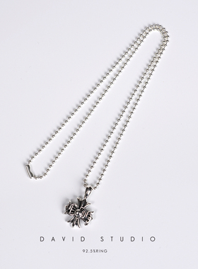 david纯银925纯银手工做旧个性刻字单面情侣项链 ins网红同款项链