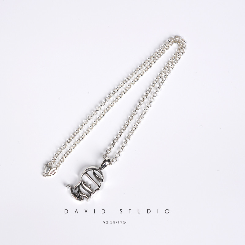 david纯银925纯银实心做旧情侣环形项链男女款个性百搭ins推荐图片