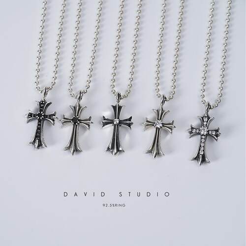 davidstudio925纯银黑钻项链