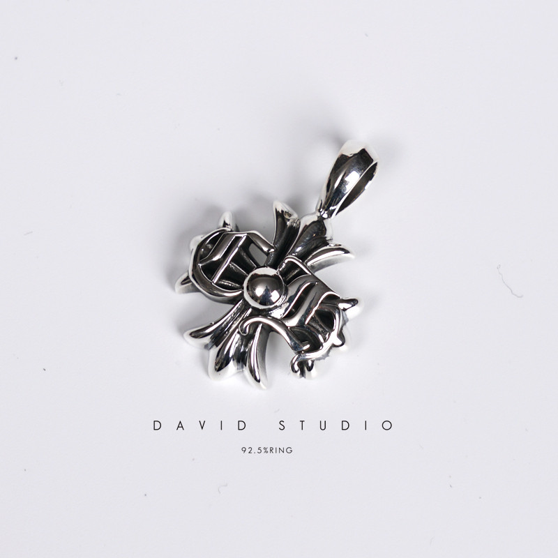 david纯银925纯银单面手工刻字做旧情侣项链吊坠 ins网红同款女款图片