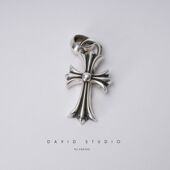 David 机车朋克潮坠子网红款 studio925经典 纯银十字架项链吊坠