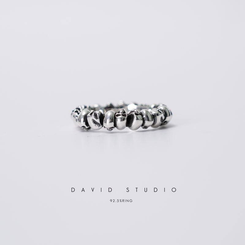 davidstudio全手工骷髅头戒指图片