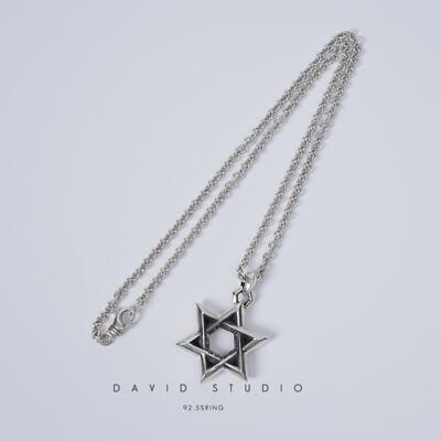 davidstudio925纯银六芒星吊坠