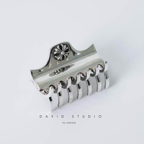 davids925纯银女款做旧头发夹
