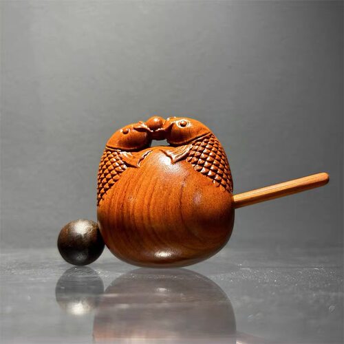 花梨木雕居士道家佛门功德木鱼法器实木解压静心念经诵经木鱼乐器