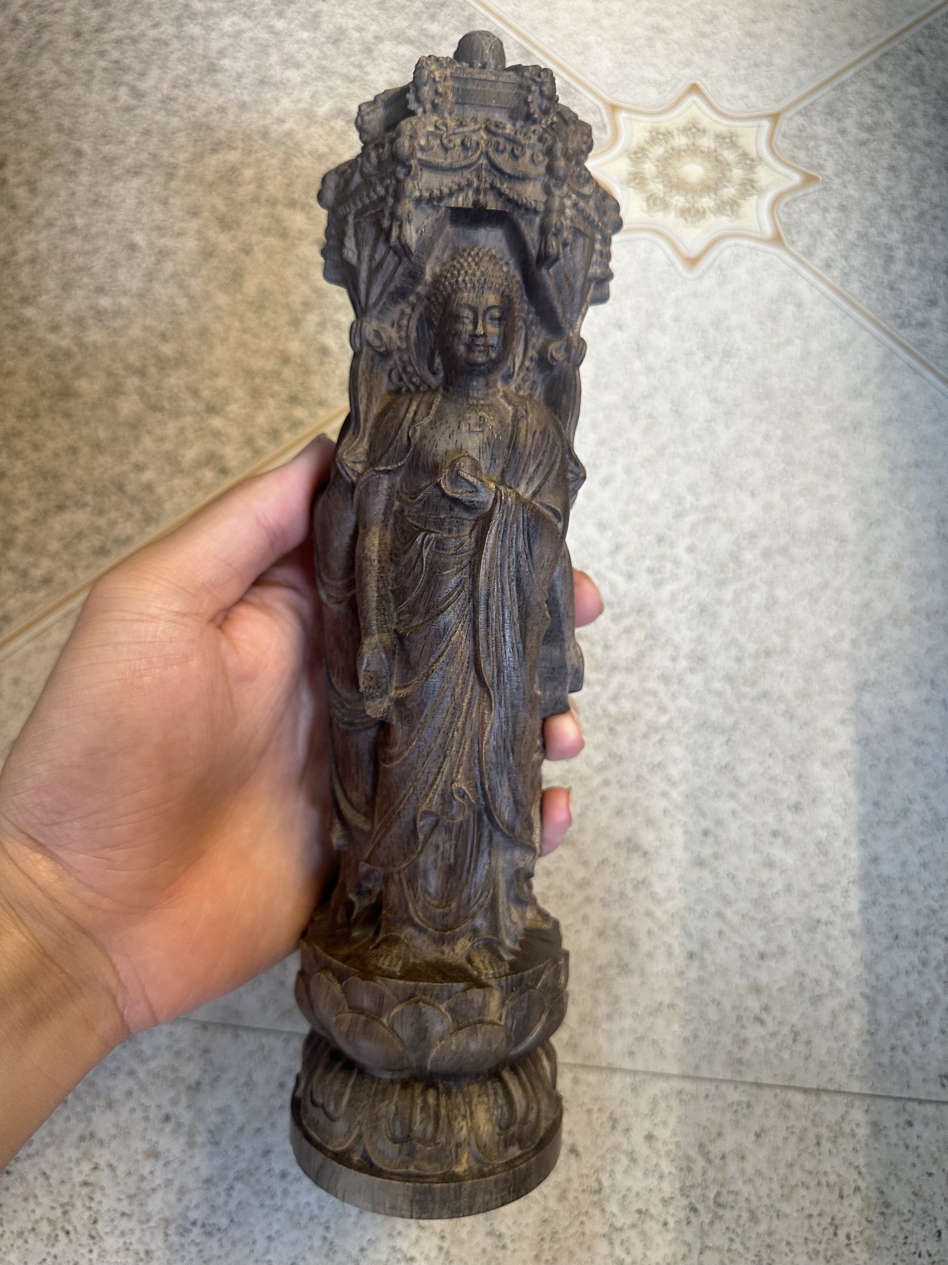 天然沉香木雕三宝佛塔摆件家用释迦牟尼药师佛阿弥陀佛装饰工艺品