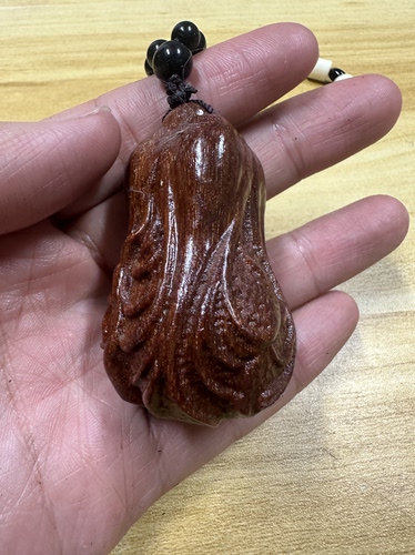 天然紫檀金星雕刻手把件木雕工艺品摆件白菜寓意百财小礼品挂件