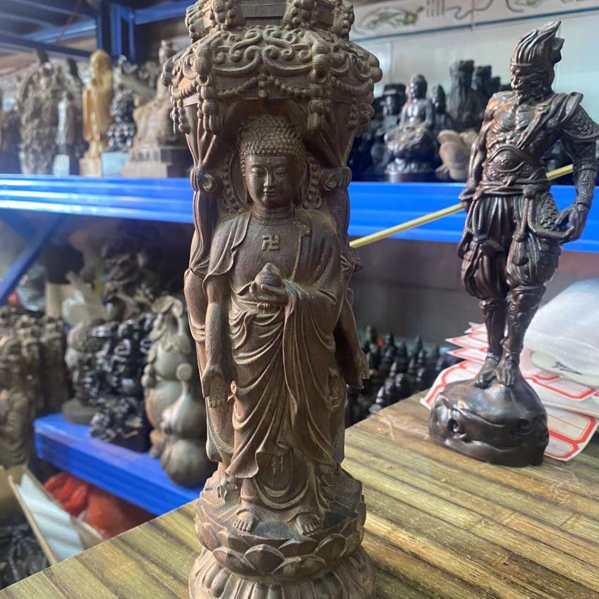 天然沉香木雕三宝佛塔摆件家用释迦牟尼药师佛阿弥陀佛装饰工艺品