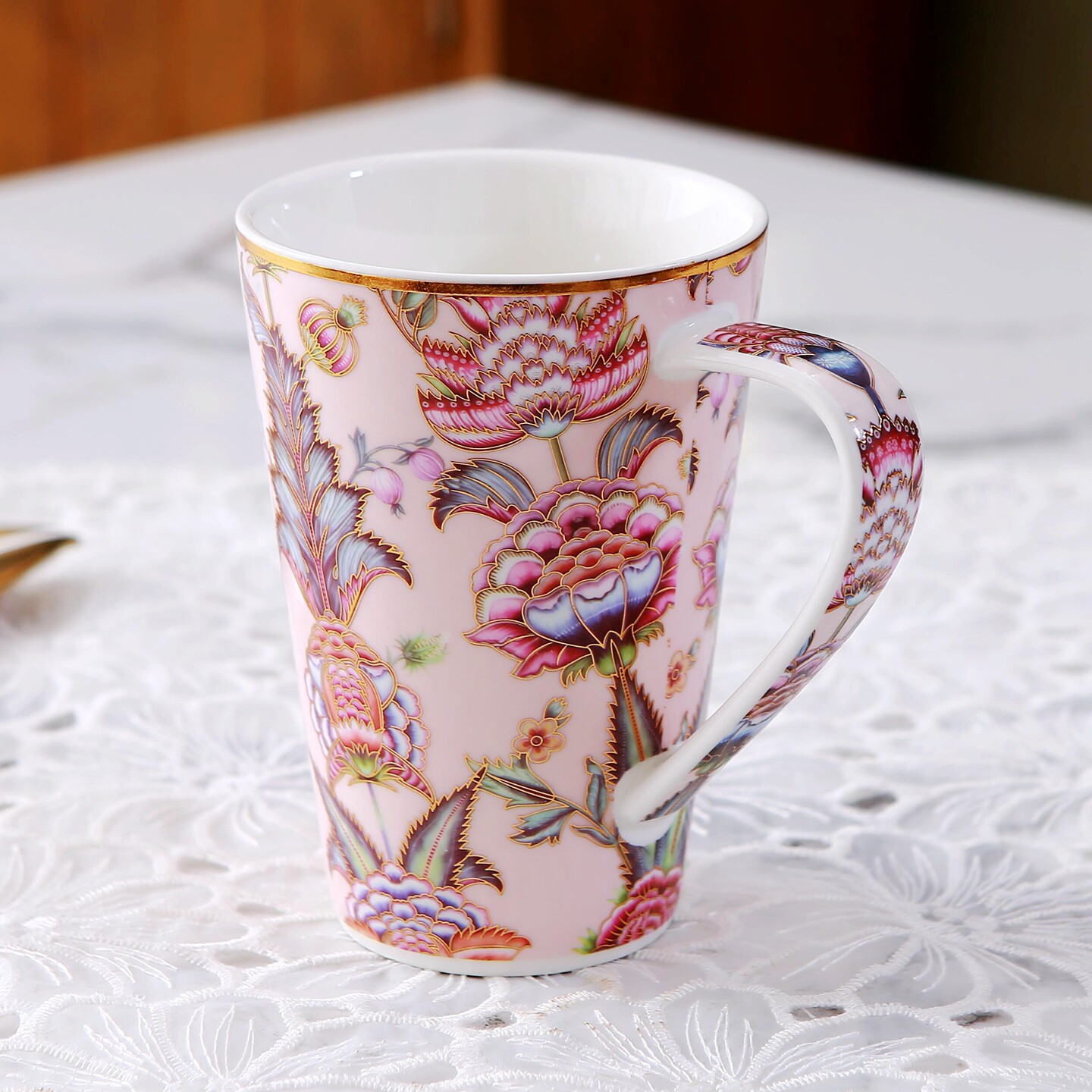 欧式工艺轻奢花卉陶瓷咖啡杯