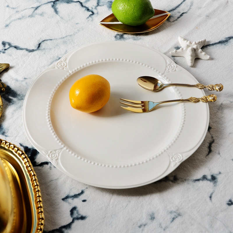 陶瓷餐盘欧式白色釉下彩陶瓷餐盘