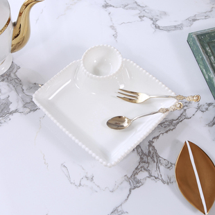 北欧风格简约色釉分格方形陶瓷餐盘 美食盘 欧系分隔盘纯色盘瑕疵