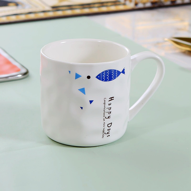 咖啡杯小鱼杯北欧风白色纯色