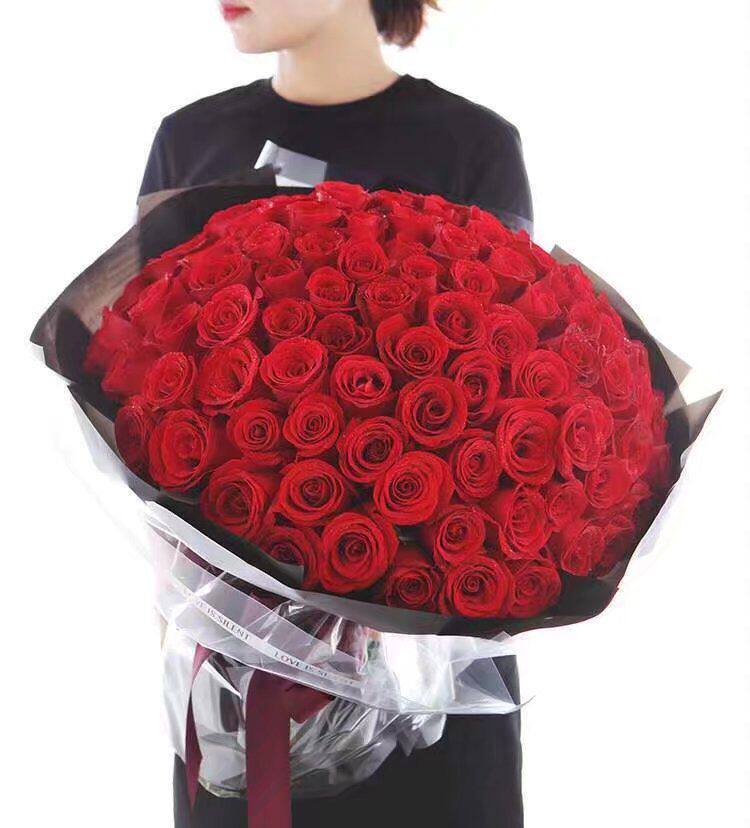 海南海口三亚鲜花同城速递99朵红白蓝粉香槟玫瑰求婚生日花束配送