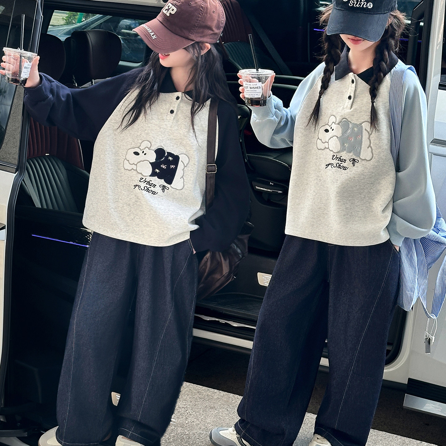 小狗卫衣~牛仔休闲裤套装~