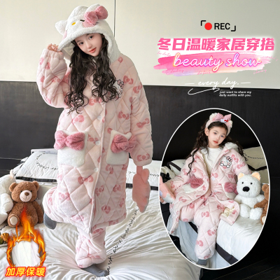 【夹棉加厚一件过冬】KT睡衣套装