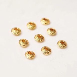 18K包金保色花纹飞碟形隔片隔珠手工diy饰品配件手链项链串珠垫片