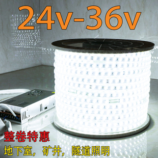 工地下室24v36v低压LED灯带隧道矿井工程亮化养殖暖白光