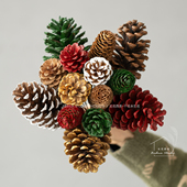 创意天然松果干果植物 橱窗diy道具摆设圣诞新年桌面场景布置装 饰