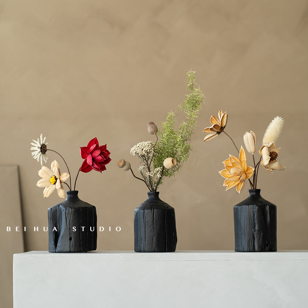 诧寂新中式桌面茶几摆设原木材质