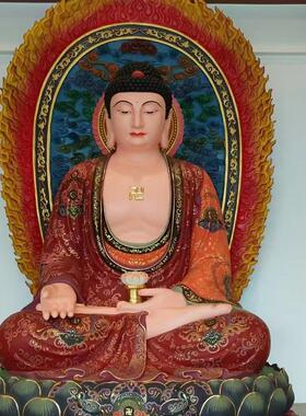 4.6米西方三圣树脂玻璃钢贴金3.8米东方三圣彩绘泥塑铜雕佛祖木雕