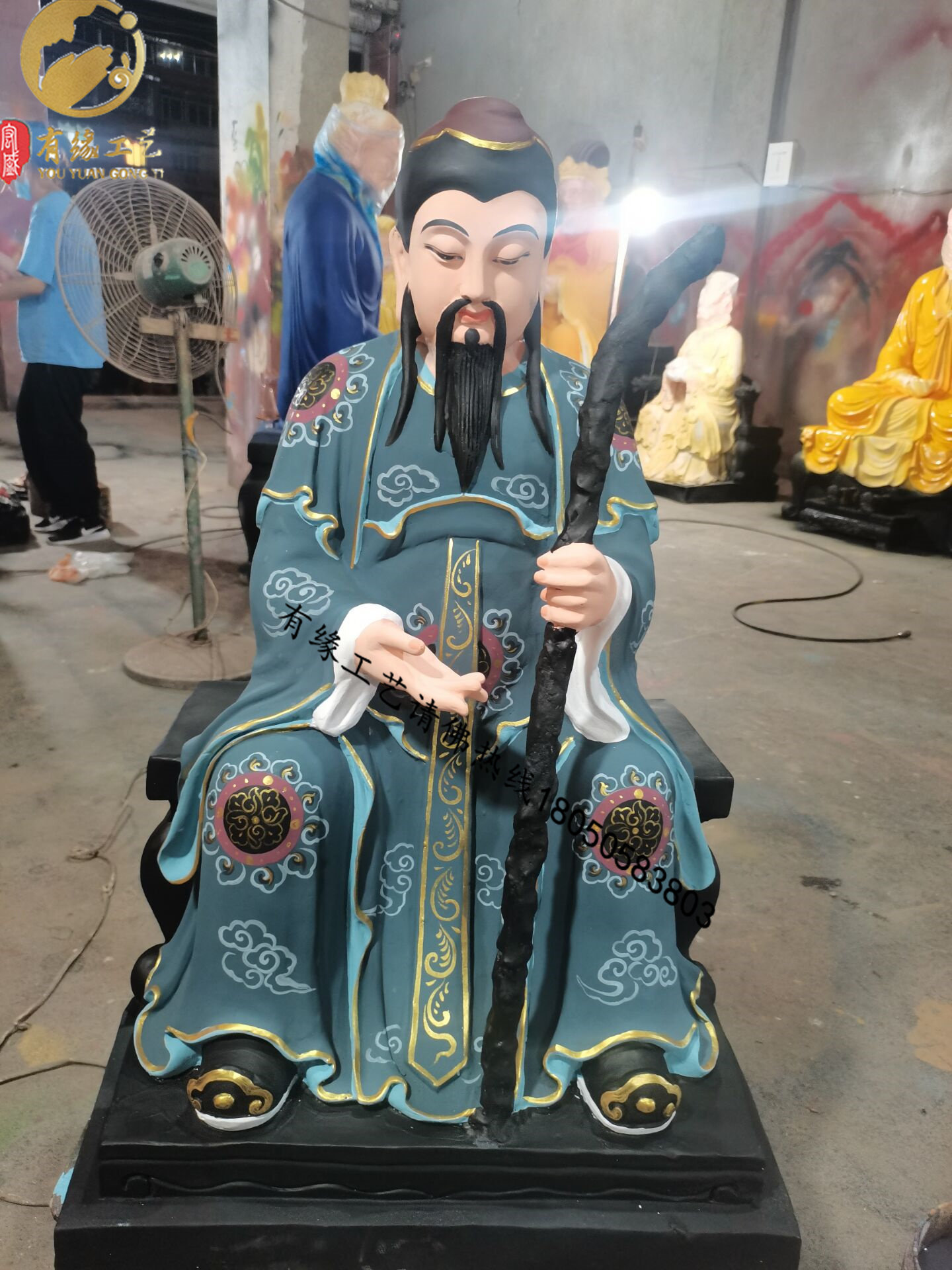 山神像土地山神爷山神奶佛像 树脂玻璃钢彩绘家居供奉摆件88厘米